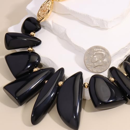 Bocar Chunky Beaded Necklace - color: Black-Set