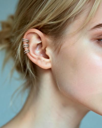 Nose Ring Hoop, 316L Stainless Steel Double Nose Rings, 20G Nose Piercing Jewelry for Women, Clear CZ Helix Cartilage Septum Nose Hoops - color: Silver-6mm