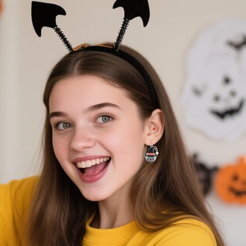 Halloween Stud Earrings Set for Women Stainless Steel Hypoallergenic Jewelry with Pumpkin, Spider, Ghost, Bat & Skull Designs Spooky Halloween Accessories & Gifts for Teachers