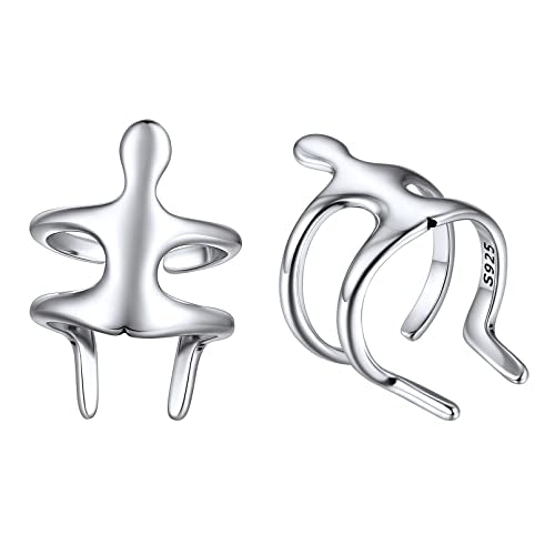 ChicSilver 925 Sterling Silver Ear Cuffs Non-Piercing Cartilage Earrings: Various Styles, Conch Cuffs (with Gift Box) - style: L: Climbing Man