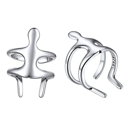 ChicSilver 925 Sterling Silver Ear Cuffs Non-Piercing Cartilage Earrings: Various Styles, Conch Cuffs (with Gift Box) - style: L: Climbing Man