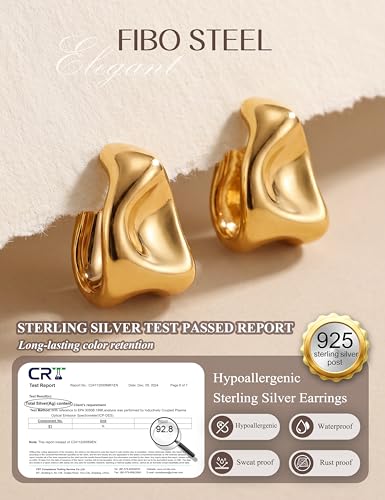 Chunky Gold Stud Earrings for Women Sterling Silver Earring Hypoallergenic | Non Tarnish 14K Gold Plated 925 Silver Posts for Sensitive Ears,Knot Statement Dangle Earrings Gold Jewelry Gifts Lightweight - color: gold plated-chunky