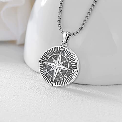 Compass Necklace for Women Men 925 Sterling Silver Pendant Urn Necklaces for Ashes Picture Locket Necklace Anchor Necklace Viking Necklace Crystals CZ Moonstone Abalone Shell Turquoise Compass Jewelry - color: Q-L-Compass Picture Locket, style: Locket