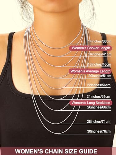 FOCALOOK Snake Chain Necklace, 1/1.2/1.5/2mm 14K Gold Plated Womens Chains | Hypoallergenic Stainless Steel Chain, Non Tarnish Rose Gold/Silver/Black Plated Finish, 14-30" Length for Everyday Layering - color: 1.2mm-Silver, size: 16 Inches