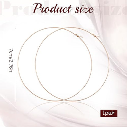 Thin Gold Hoop Earrings for Women, 70mm/2.75in Large Thin Hoop Earrings, Lightweight Big Gold Hoop Earrings for Women Jewelry Gifts - color: Gold
