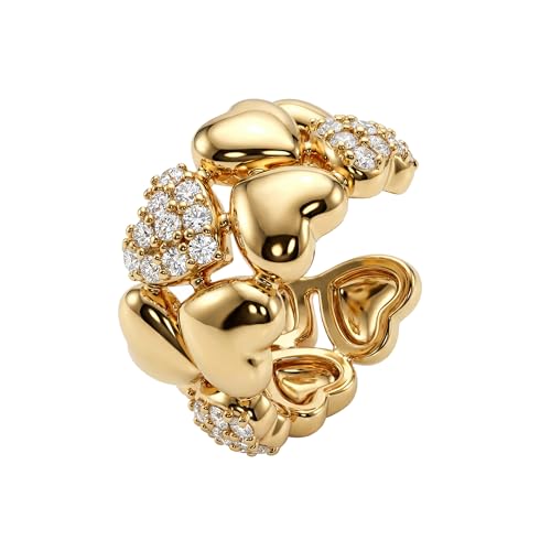 MEVECCO Ear Cuffs Non Piercing For Women 18K Gold Plated Turquiose Pearl Zircons Ear Cuff Earring Clip on Cartilage Fake Hoop Earrings Stack Jewelry Gifts - style: Heart