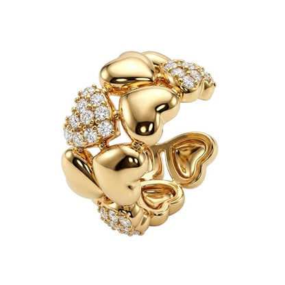 MEVECCO Ear Cuffs Non Piercing For Women 18K Gold Plated Turquiose Pearl Zircons Ear Cuff Earring Clip on Cartilage Fake Hoop Earrings Stack Jewelry Gifts - style: Heart