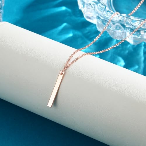 Bar Stylish Minimalist Design Pendant Necklaces for Women Bar Necklace Adjustable - color: rose gold tone