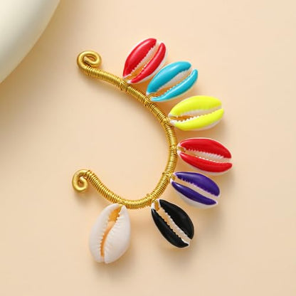 Wellike Gold Ear Cuffs For Women Non Piercing Single Clip On Earrings 18k Gold/Silver Plated Handmade Cuff Earrings Hypoallergenic Waterdrop Cowrie Shell Jewelry - color: KKWE583-R-G