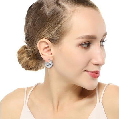 Small Chunky Gold Hoop Earrings For Women, 14k Gold Thick statement huggie hoop earrings Trendy Hoop Earrings Set Hypoallergenic Fashion Earrings - color: Ball-Silver 1