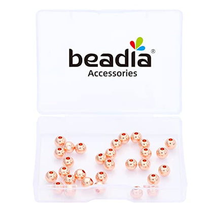 Rose Gold Plated Round Spacer Beads 6mm 30pcs for Jewelry Making Findings Non Tarnish - color: Rose Gold, size: 6mm