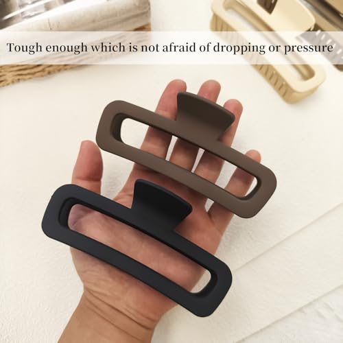 5 Inch Large Hair Claw Clips, No Slip Matte Square XL Hair Clips for Thick Long Curly Hair, Women's Big Rectangle Strong Clips, 4 Pack - color: A5 5 inch