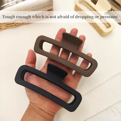 5 Inch Large Hair Claw Clips, No Slip Matte Square XL Hair Clips for Thick Long Curly Hair, Women's Big Rectangle Strong Clips, 4 Pack - color: A5 5 inch