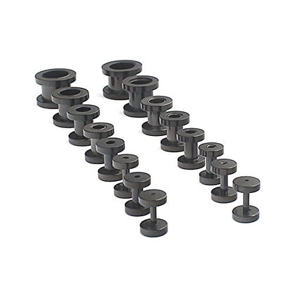 16pcs Surgical Steel Screw Tunnel Gauge Ear Expander Stretching Kit Plugs Piercing -8 Pairs 14g-00g (1.6mm-10mm) - color: Black