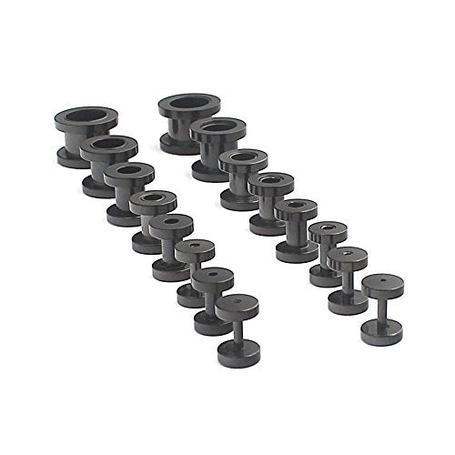 16pcs Surgical Steel Screw Tunnel Gauge Ear Expander Stretching Kit Plugs Piercing -8 Pairs 14g-00g (1.6mm-10mm) - color: Black
