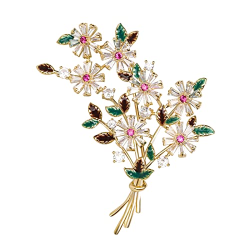 Brooches for Women, Shiny Cubic Zirconia Brooch Pins for Women Fashion Brooch Pin Broach Jewelry Gift - color: Daisy
