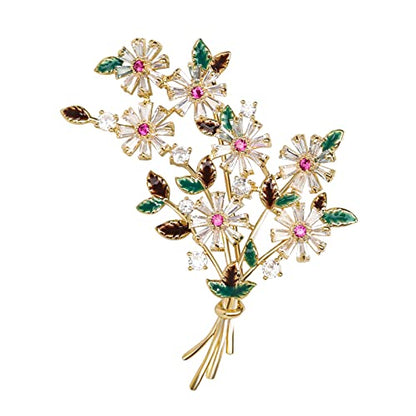 Brooches for Women, Shiny Cubic Zirconia Brooch Pins for Women Fashion Brooch Pin Broach Jewelry Gift - color: Daisy