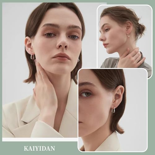 2 Pairs Gold/Silver Hoop Earrings For Women Set Trendy,14K Plated Gold Chunky Huggie Hoop Earings Pack,Oval Twisted Statement Silver Hoops,Fashion Jewelry Gift - color: 16) square twist hoop