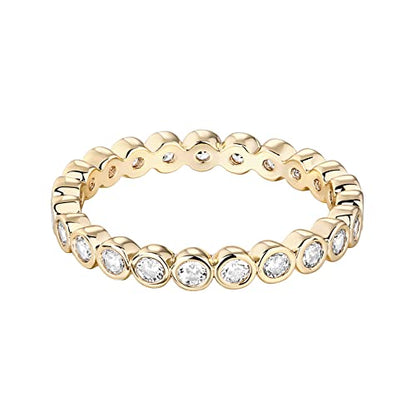 PAVOI 14K Gold Plated Rings with Cubic Zirconia - 2.8mm Stackable for Women - Gold Love Ring - color: Yellow Gold