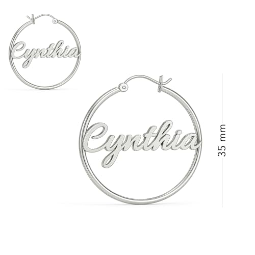 Charmsy 925 Sterling Silver Hoop Earrings | Lightweight Italian 2.5mm Tube Diamond-Cut Round Classic Hoops Earring for Women | Size 15/20/25/30/35/40/50/60/70mm | Small Medium Large - color: Personalized Hoop, size: 35 MM