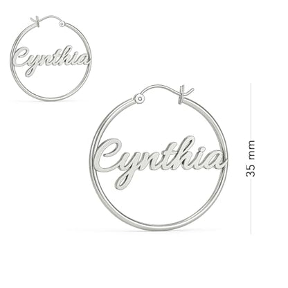 Charmsy 925 Sterling Silver Hoop Earrings | Lightweight Italian 2.5mm Tube Diamond-Cut Round Classic Hoops Earring for Women | Size 15/20/25/30/35/40/50/60/70mm | Small Medium Large - color: Personalized Hoop, size: 35 MM