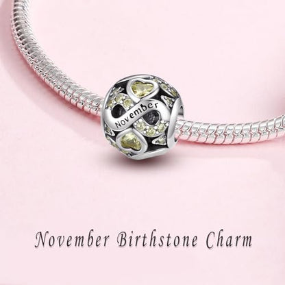 HappyStar 925 Sterling Silver Birthstone Charms fits Charms Bracelets for Woman，with 5A Cubic Zirconia Dangle Pendant Bead,Happy Birthday Charms for Bracelet and Necklace - color: D2 Infinity Symbol November Birthstones