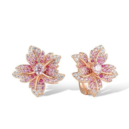 Santuzza Sterling Silver Gemstone Flower Earrings for Women - color: [A]Lily-Pink