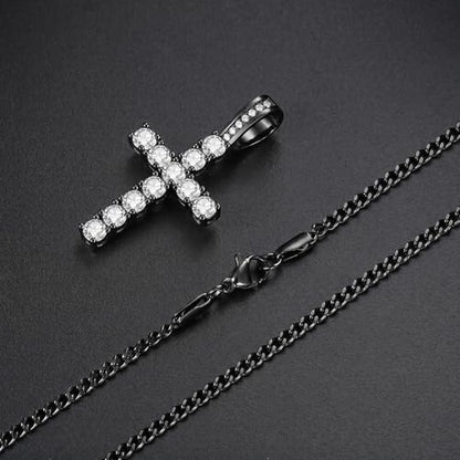 GEMOSA Cross Necklace for Men, Cuban Link Layered Rope Chain Silver/Gold/Black - color: Black Gold, size: 18/20 inch