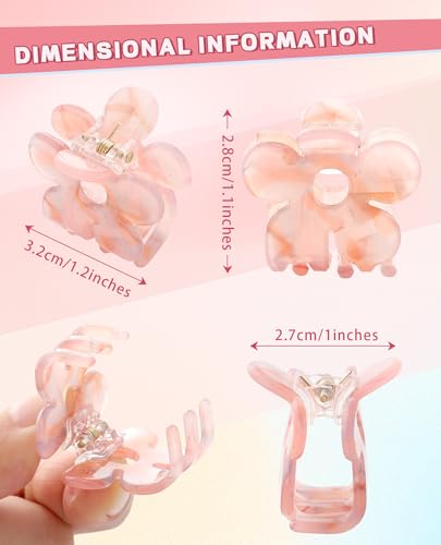 Molans 12 Pcs Small Hair Clips Mini Claw Jaw Clips Women Girls Thin Hair | Tiny Short Acrylic Cute Clips Non Slip Little Hair Accessories Clamps for Half Updo Styling Fine Hair Bangs Kids Toddlers - color: Sequins(Flower)