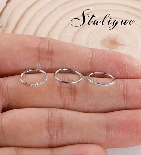 3pcs Nose Rings Hoops - 316L Surgical Steel Hinged Nose Hoops 16G/18G/20G CZ Clicker Septum Nose Ring Lip Helix Cartilage Hoop Earring Daith Rook Conch Body Piercing Jewelry for Women Men 8mm 10mm - color: Silver, size: 18 gauge(1.0mm)-10mm