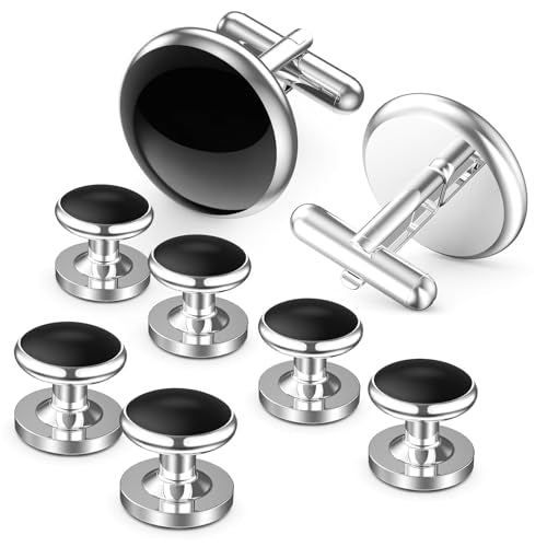 Lictin Cufflinks for Men, Men’s Tuxedo Studs and Cufflinks Set Classic