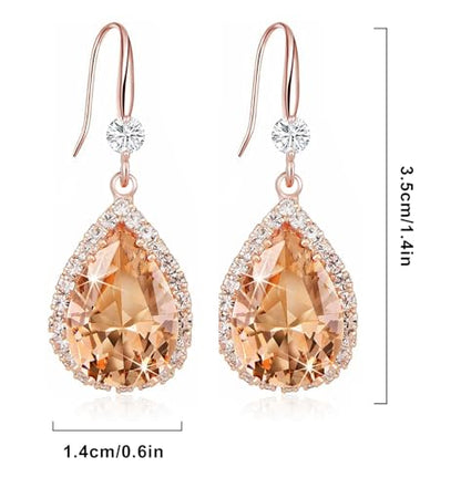 Crystal Drop Earrings for Women Cubic Zirconia Teardrop Earrings Sparkling Rhinestone Dangle Earring - color: Gold Champion