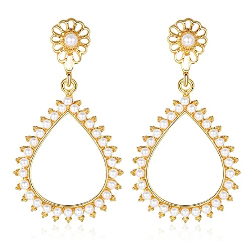 Flower Teardrop Bridal Wedding Dangle CZ Earrings in Silver/Gold Tone for Women Girl Bride Gift … - color: Fashion style 6
