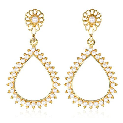 Flower Teardrop Bridal Wedding Dangle CZ Earrings in Silver/Gold Tone for Women Girl Bride Gift … - color: Fashion style 6