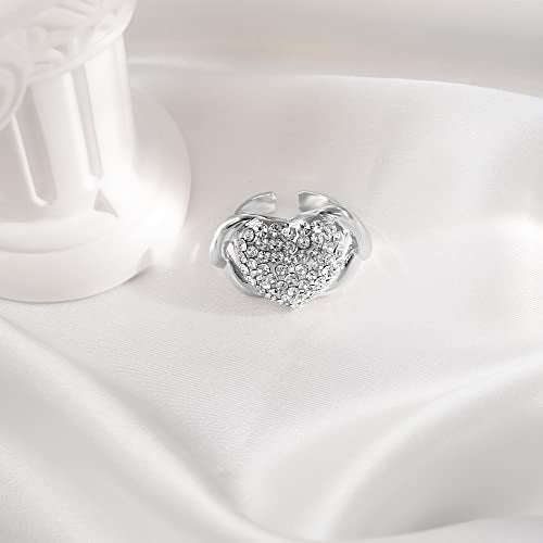 SYHOL Gold Jewelry Set 18K Gold Accessories for Women Jewelry Set Wedding Bridal Fashion Jewelry Sets Women Accessories Bracelets Earrings and Rings Sweetheart Gifts - color: Silver