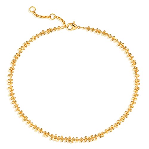 Gold Anklets for Women 14K Gold Plated Tiny Bead Anklet Colorful Tassel Foot Chain Dainty Adjustable Cute Summer Beach Boho Anklets Jewelry Gift - color: gold stacking balls