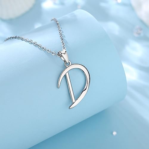 EUDORA Sterling Silver Initial Necklaces for Women, Classic 26 Letter Neckless Gifts for Girls, Sister, Mother Daughter, 18 inch Chain - style: D