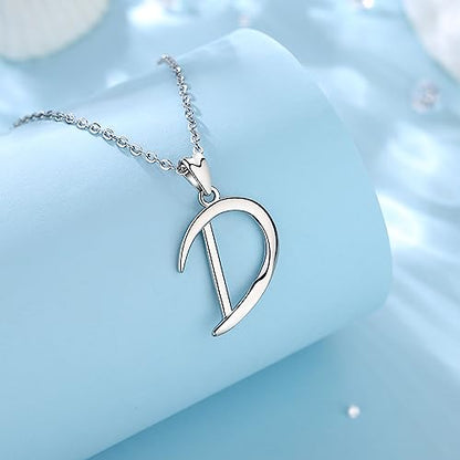 EUDORA Sterling Silver Initial Necklaces for Women, Classic 26 Letter Neckless Gifts for Girls, Sister, Mother Daughter, 18 inch Chain - style: D