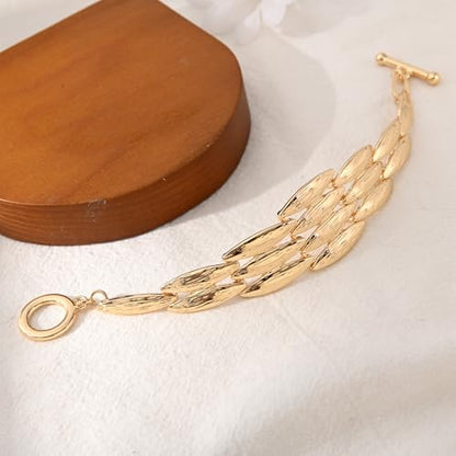 14K Gold & Silver Plated Lightweight Link Bracelet for Women | Stackable Bracelets ,14K Gold Plated Bracelets with CZ,Lightweight Trendy Chain Bracelet Jewelry Gift - style: gold diamond