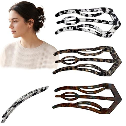 3PCS Prestige French Hair Pin, French Hair Pins for Women Updos Chignons Twists,French Hair Fork Elegant Retro,Double-Notch Locking Mechanism Anti-Loosening - color: blue