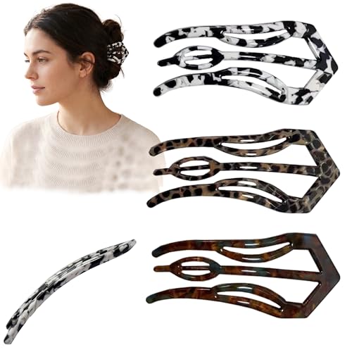 3PCS Prestige French Hair Pin, French Hair Pins for Women Updos Chignons Twists,French Hair Fork Elegant Retro,Double-Notch Locking Mechanism Anti-Loosening - color: blue
