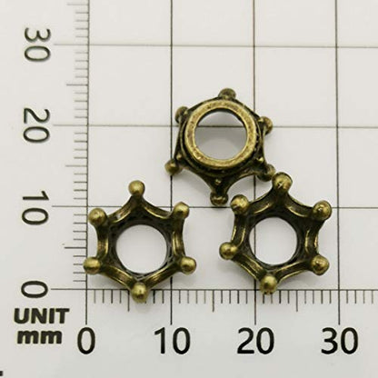 iloveDIYbeads 60pcs Mixed Antique Silver Bronze Gold 3D King Crown Loose Spacer Bead,Craft Supplies Crown Charms for Jewelry Making Accessory Findings (M264) - color: Crown Charms