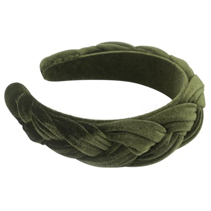 DRESHOW Velvet Braided Headband Women Hair Hoop Elastic Hair Bands Fashion Headbands for Women - color: 1 Pc Velvet Hair Hoop: Army Green