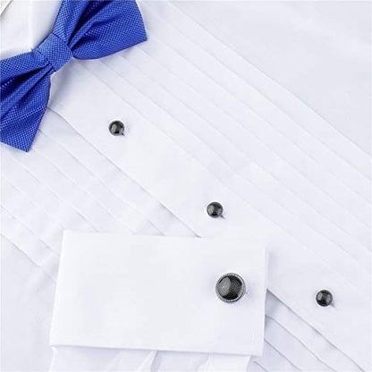 HAWSON Mens Cufflinks and Tuxedo Studs Set in Gift Box, Easy to Wear, Gifts or Jewelry for Men, Wedding Accessories, Designed - color: Black