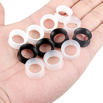 Cisyozi 10G-50mm Thin Silicone Gauges for Ear Flexible Double Flare Gauges Tunnels Expander Stretching Gauge Earlets Plugs Gauges Kit Earlets Retainer Same Sizes 3 Colors - style: 9/16Inch=14mm