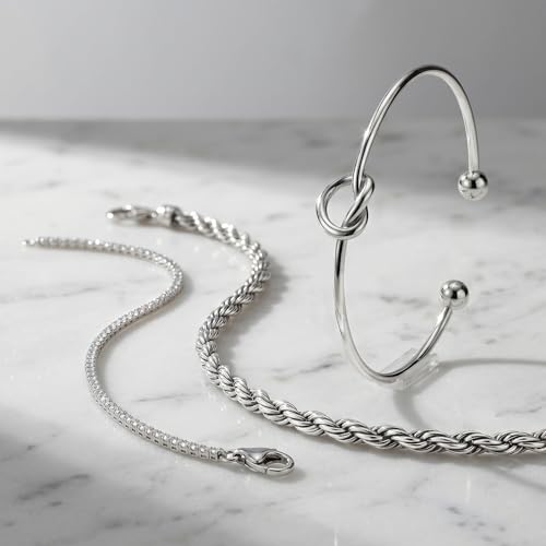 925 Sterling Silver Bracelets for Women Stack, Trendy Tennis Bangle Cuff Jewelry Set 14K Gold Plated, Adjustable Bracelet Set for Wrist Essentials, Women Fashion Watch Band Acecessories - style: Bracelet_3pcs(Dainty Tennis Set2-Silver)