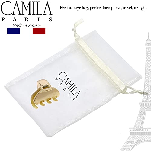 Camila Paris CP3195 French Small Hair Clips for Women, 1.75" Small Claw Clip Fashion Styling Mini Hair Clip Accessories for Women, Strong Hold No Slip Grip Cute Claw Clips, Made in France - color: Gold 1.75"