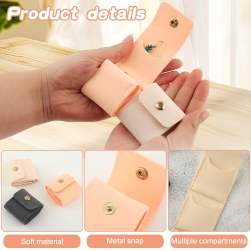 3Pcs Mini Travel Jewelry Bag with Buckle, Portable Multifunctional Mini Travel Organizer Case, Foldable Jewelry Roll for Rings, Necklaces, Bracelets, Earrings(3 Colors)