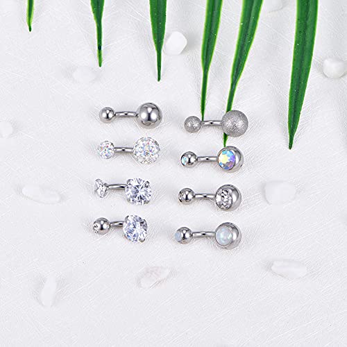 VCMART Belly Button Ring Short Bar Belly Ring Short Belly Button Rings Surgical Steel 6mm Belly Rings for Women Small Belly Button Piercing Navel Rings Piercing Jewelry - color: B -silver