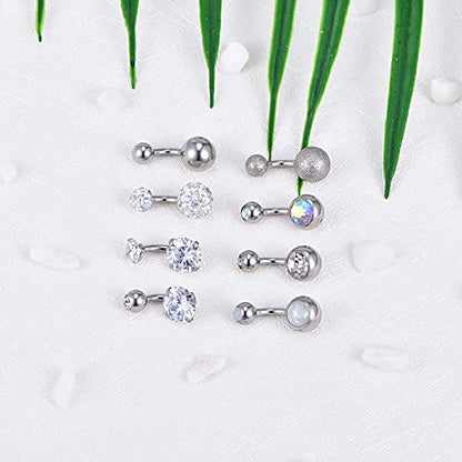 VCMART Belly Button Ring Short Bar Belly Ring Short Belly Button Rings Surgical Steel 6mm Belly Rings for Women Small Belly Button Piercing Navel Rings Piercing Jewelry - color: B -silver